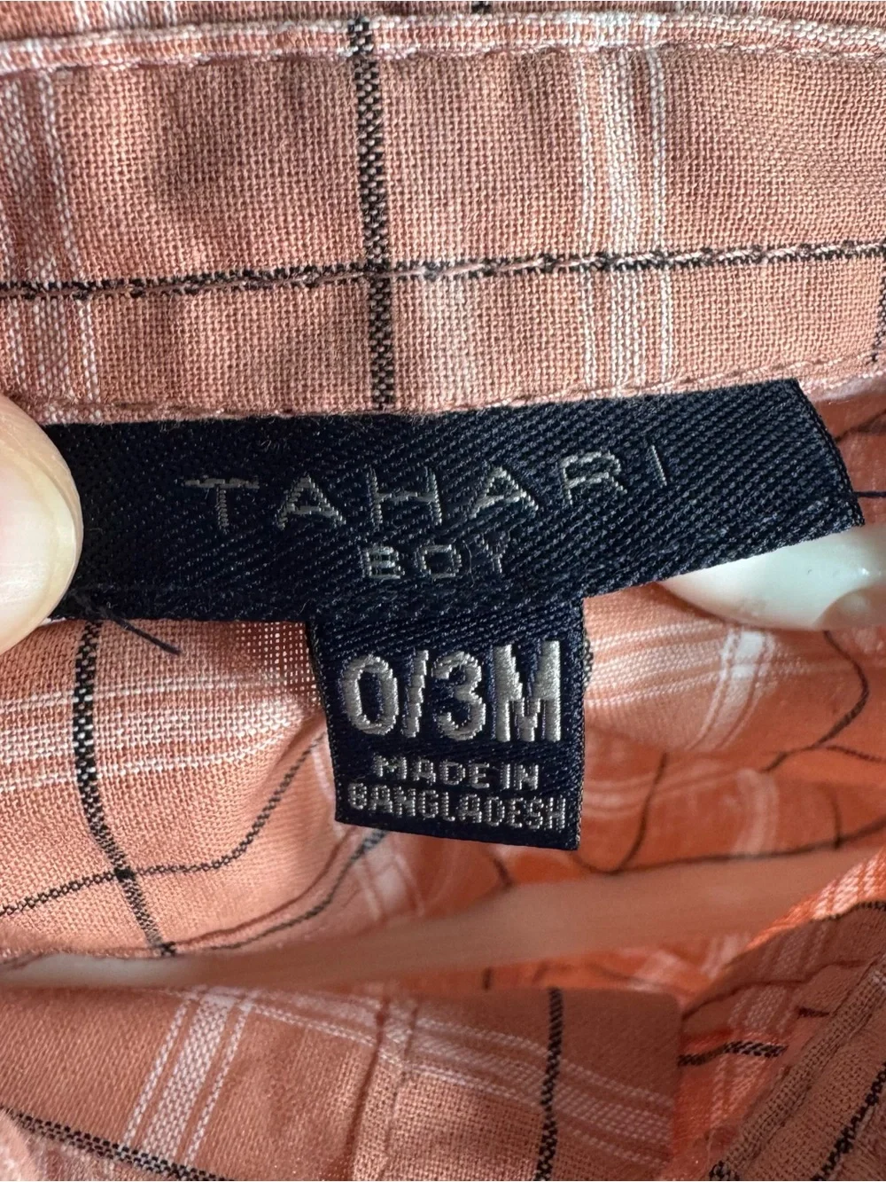 Tahari Baby Boy 0-3M Rust Plaid Short Sleeve Button Front Bodysuit